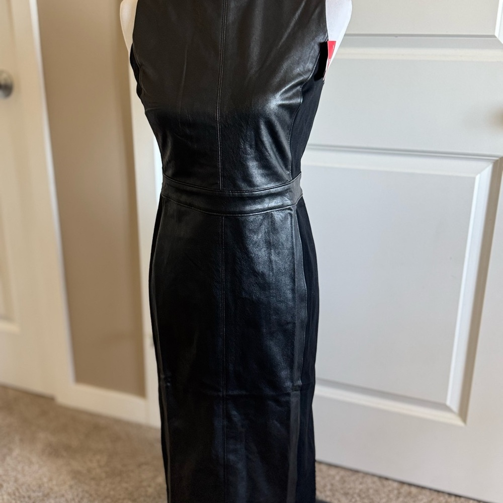SPANX Black Midi Faux Leather Dress, S